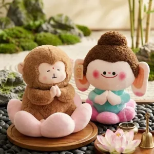 Gấu bông tịnh tâm phật khỉ ngồi đài sen